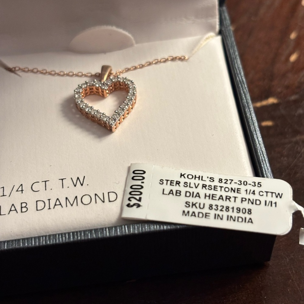 Kohl's Gold and Silver Heart Necklace with Diamond Accents